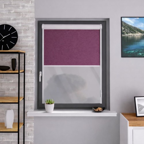 Roleta materiałowa w kasecie aluminiowej – śliwkowy