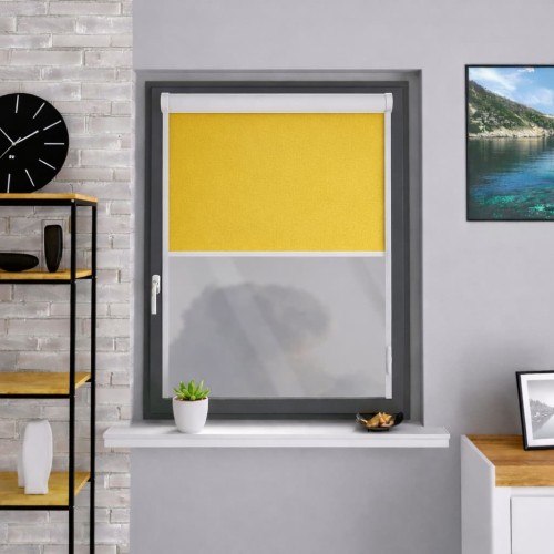 Roleta materiałowa w kasecie aluminiowej – żółty klasyczny