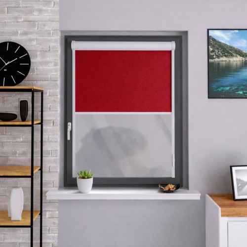 Roleta materiałowa w kasecie aluminiowej – czerwony klasyczny