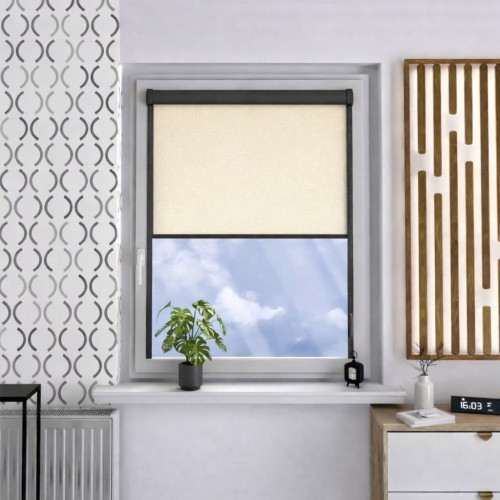Roleta materiałowa w kasecie aluminiowej zaciemniająca – kremowa