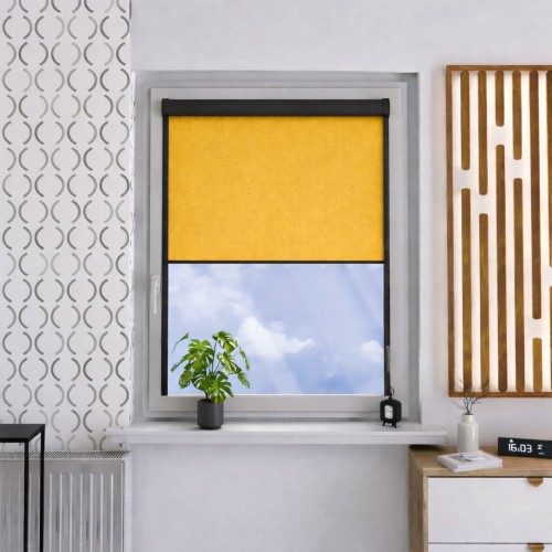 Roleta materiałowa w kasecie aluminiowej zaciemniająca – żółty słoneczny