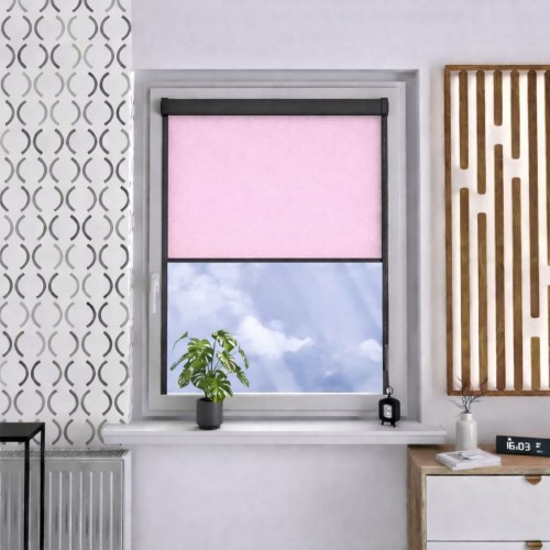 Roleta materiałowa w kasecie aluminiowej zaciemniająca – pastelowy róż