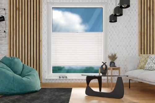 Roleta plisowana - zaciemniająca blackout – biały perłowy