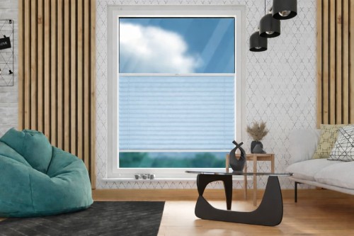 Roleta plisowana-przyciemniająca firanowa plaster miodu – błękit arktyczny